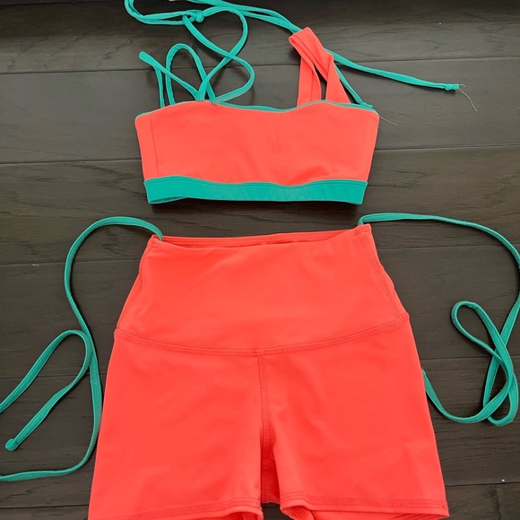 Coral and Teal Women's Two-Piece Set - Picture 1 of 4